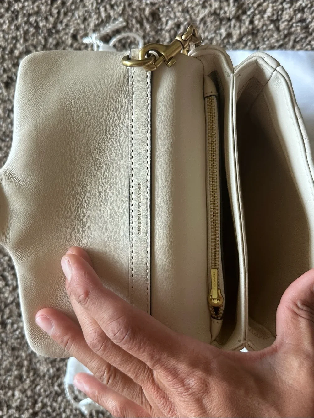 Coach Quilted Leather Shoulder Bag in Chalk